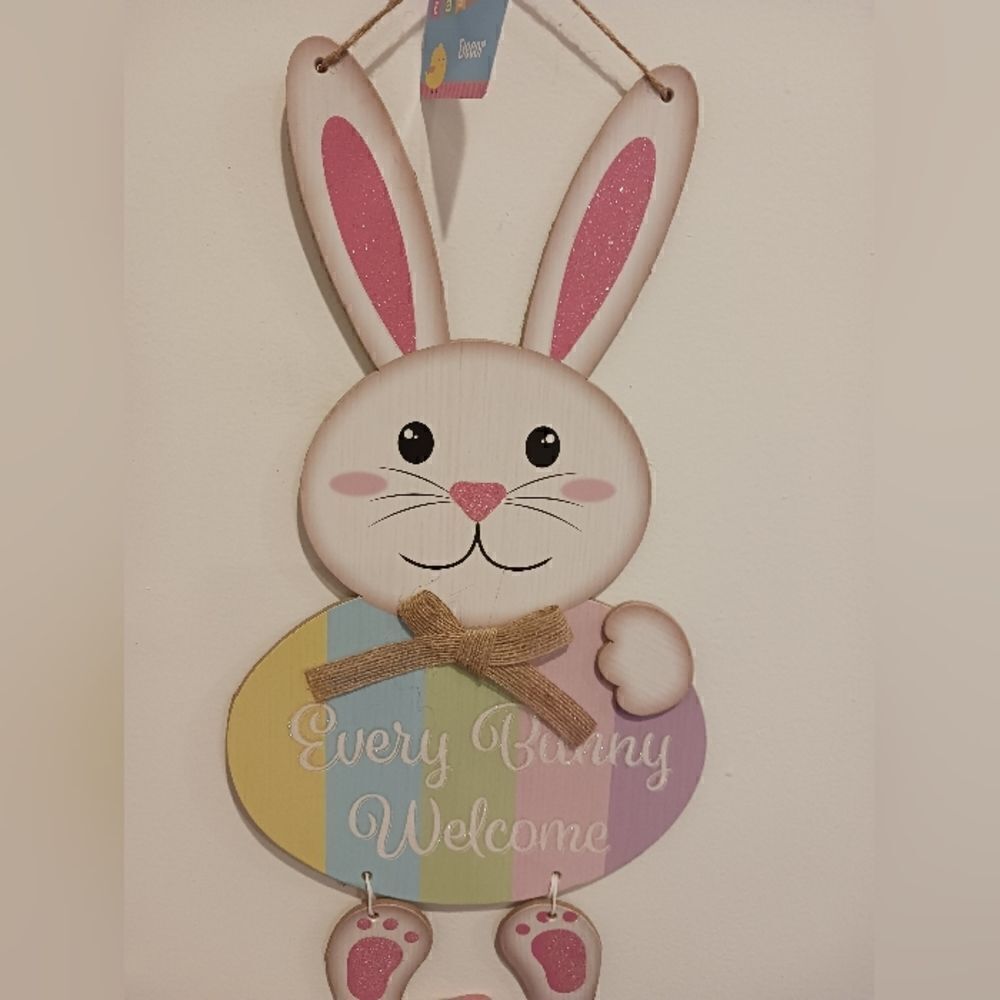 3 for 26 - Every Bunny Welcome Spring Wall Door Hanging Sign Decor welcome